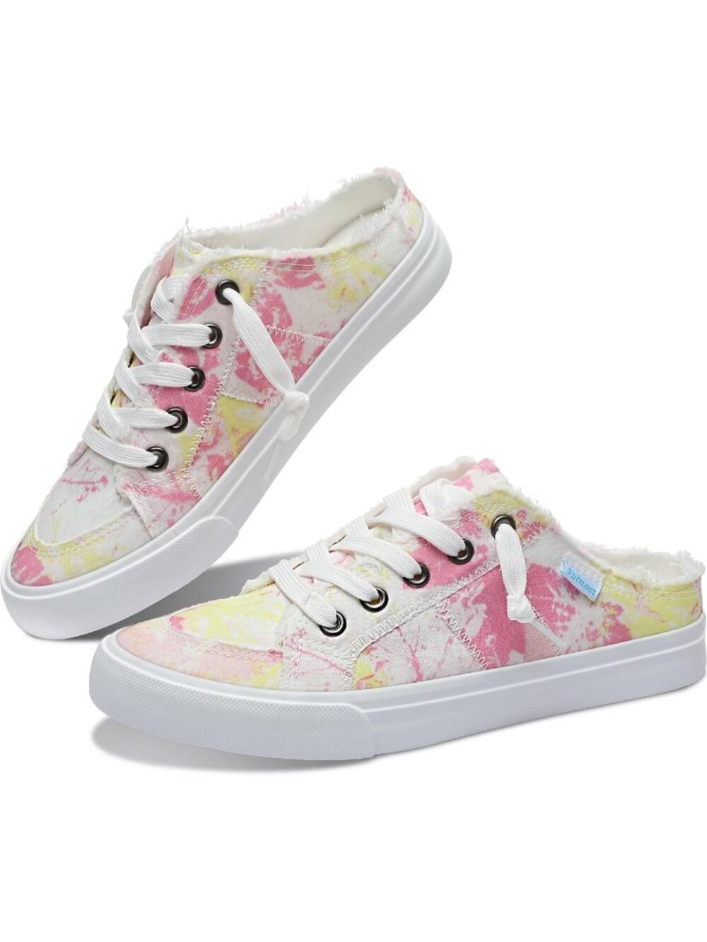 🆕Women White Pink Canvas Mules Memory Foam Clipper Sneakers Casual Comfortable
